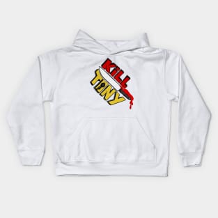 Kill Tony Podcast Fun Fan Logo WIth Microphone and a Knife (White) Kids Hoodie